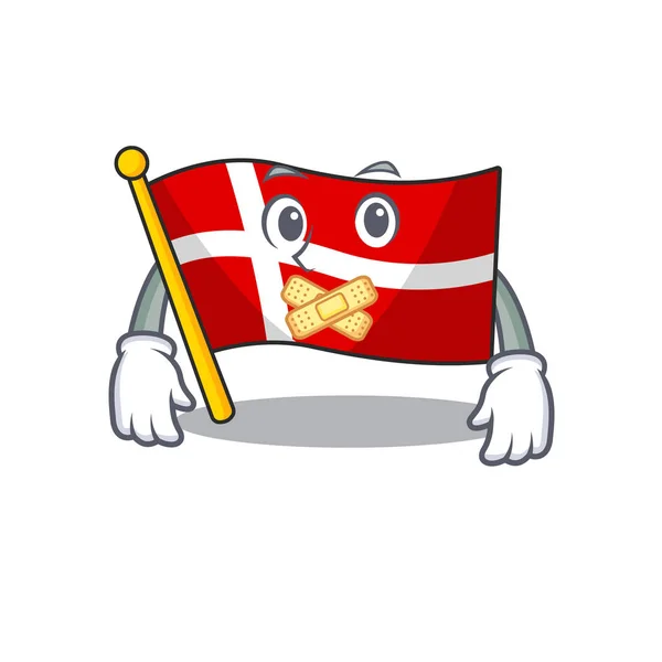 Bayrak Danimarka karikatür karakteri sessiz bir jest yapıyor — Stok Vektör