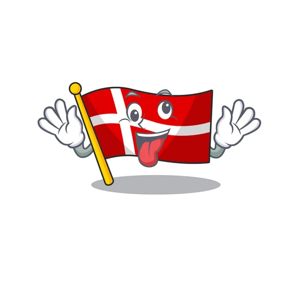 Mascot illustration of crazy expression flag denmark Cartoon character design — 스톡 벡터
