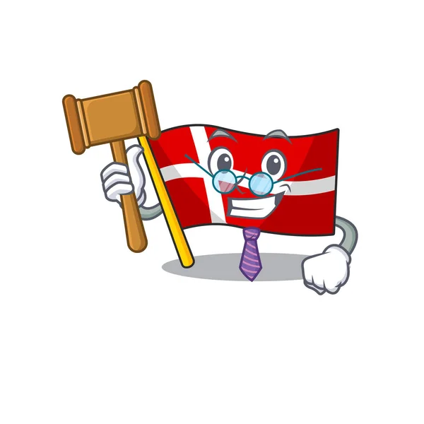 Smart Judge flag denmark presented in cartoon character style — 스톡 벡터