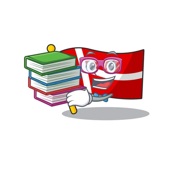 Studerande med bok flagga betecknar maskot tecknad karaktär stil — Stock vektor