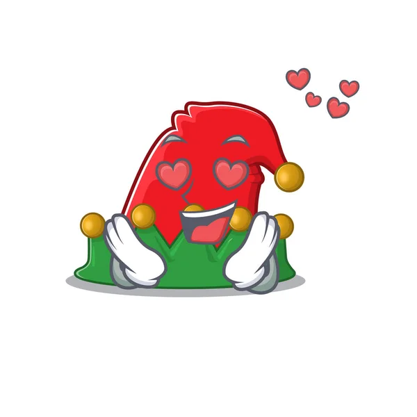 Tomber amoureux heureux mignon elfe chapeau dessin animé design — Image vectorielle