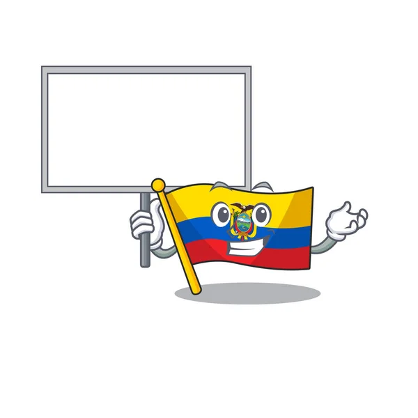 Bandera sonriente ecuador lindo estilo de dibujos animados Bring board — Archivo Imágenes Vectoriales