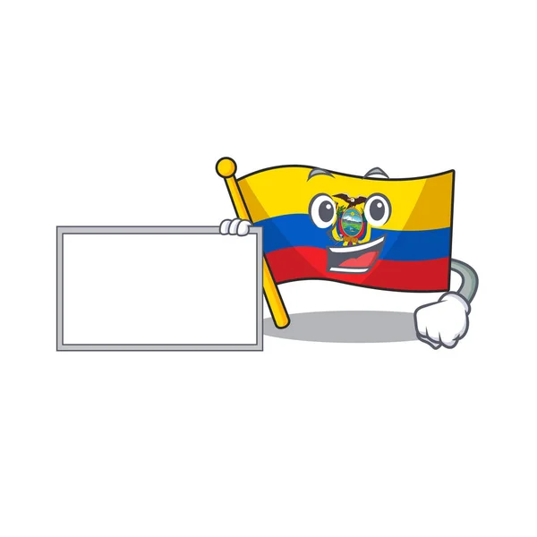 Bandeira equador com quadro desenho animado Estilo de design de personagem — Vetor de Stock