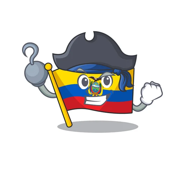 Por un lado bandera pirata ecuador mascota dibujos animados estilo — Vector de stock