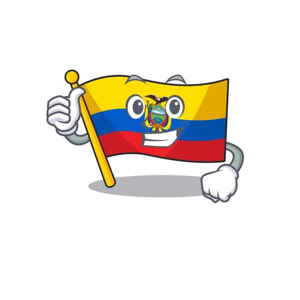 Мультфильм о том, как эквадор флага делает жест вверх пальцами — стоковый вектор