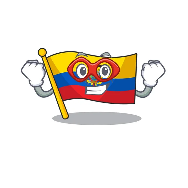 Una caricatura de bandera ecuador vistiendo traje de Super héroe — Archivo Imágenes Vectoriales