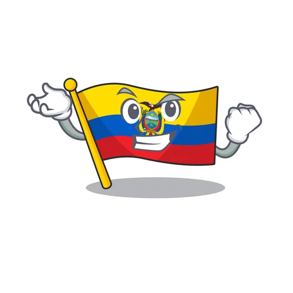 Feliz confidente exitosa bandera ecuador caricatura carácter estilo — Vector de stock