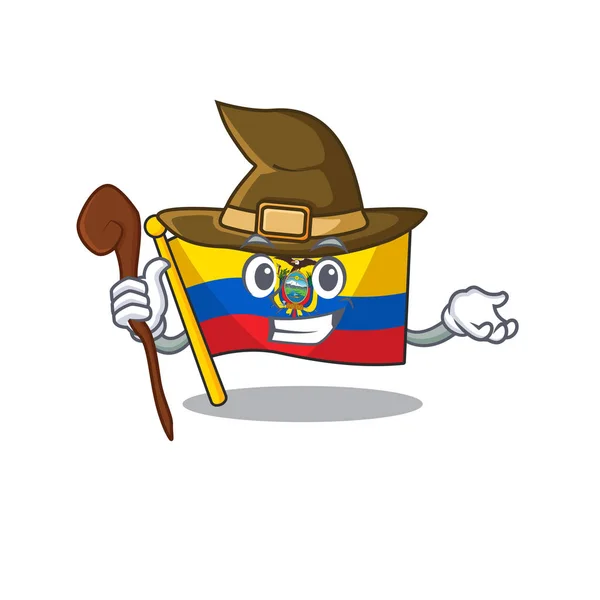 Feliz Dia das Bruxas Bandeira de bruxas equador estilo de personagem de desenho animado —  Vetores de Stock