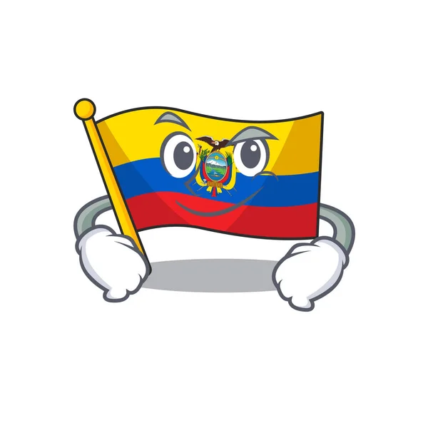 Bandera ecuador mascota estilo de dibujos animados con cara sonriente — Vector de stock