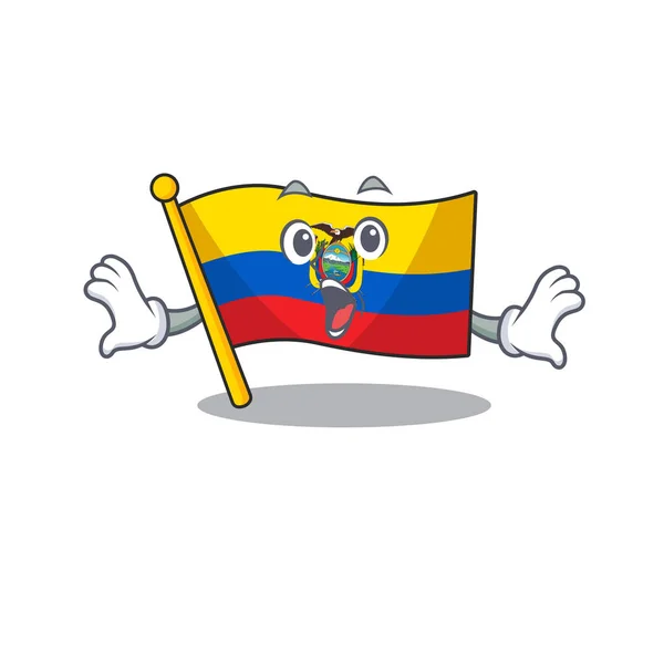 Meglepett zászló ecuador arc gesztus rajzfilm stílus — Stock Vector