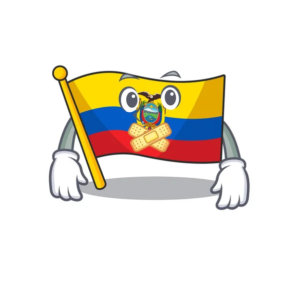 Bandera ecuador mascota dibujos animados estilo personaje haciendo gesto silencioso — Vector de stock