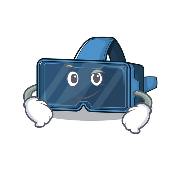 Cool vr personaje de la mascota de realidad virtual con cara sonriente — Archivo Imágenes Vectoriales