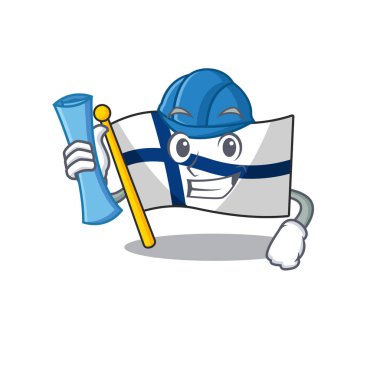 Neşeli Mimarlar Fin çizgi film tarzında mavi izler taşıyor.