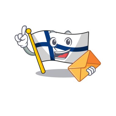 Mutlu yüzlü Finlandiya bayrağı maskot stili