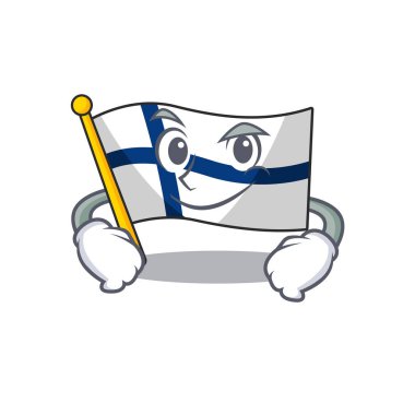 Finli maskotlar gibi sırıtan bir çizgi film.