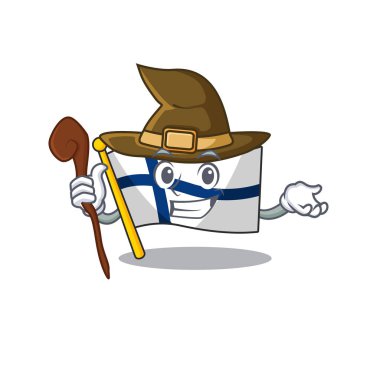 Mutlu Cadılar Bayramı Cadı bayrağı Finlandiya çizgi film karakteri tarzı