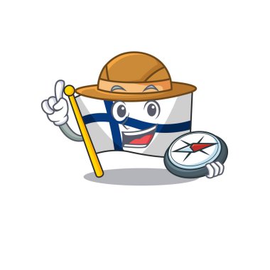 Displorer Flag Finlandiya çizgi film karakteri pusula tutuyor