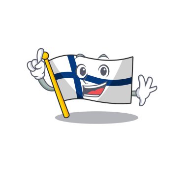 Maskot karakter tarzında parmak bayrağı Finlandiya