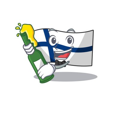 Bira maskotu tarzı havalı Finlandiya bayrağı