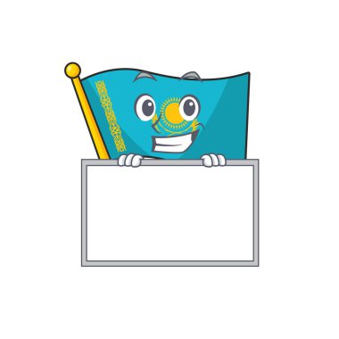 Kazakistan bayraklı sırıtış çizgi film karakteri tarzı