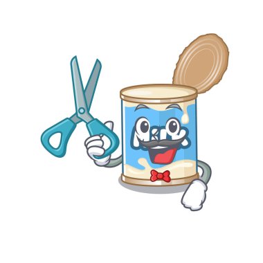 Gülen Komik Berber Yoğunlaştırılmış Süt Çizgi Film Karakteri Tasarım Tarzı