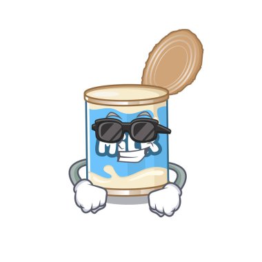 Süper havalı konsantre süt karakteri siyah gözlük takıyor.