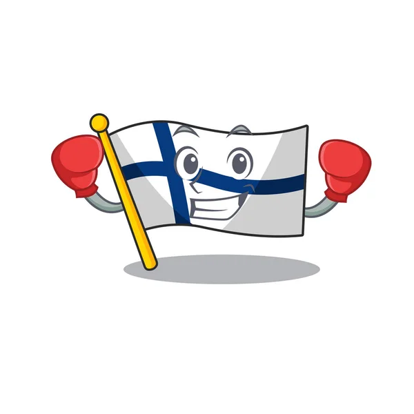 Funny Boxing flag finland cartoon character style — Stockový vektor