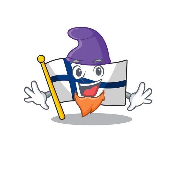 Флаг Финляндии талисман мультфильма стиль эльфа — стоковый вектор