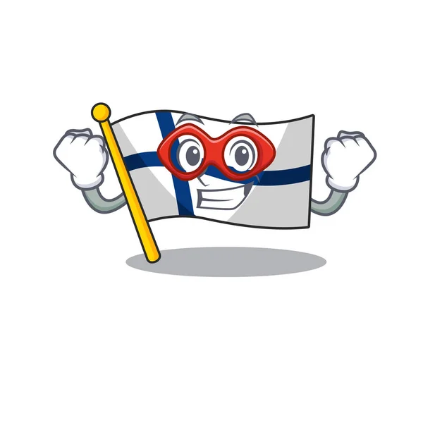 Un dessin animé de drapeau finland portant le costume de Super héros — Image vectorielle