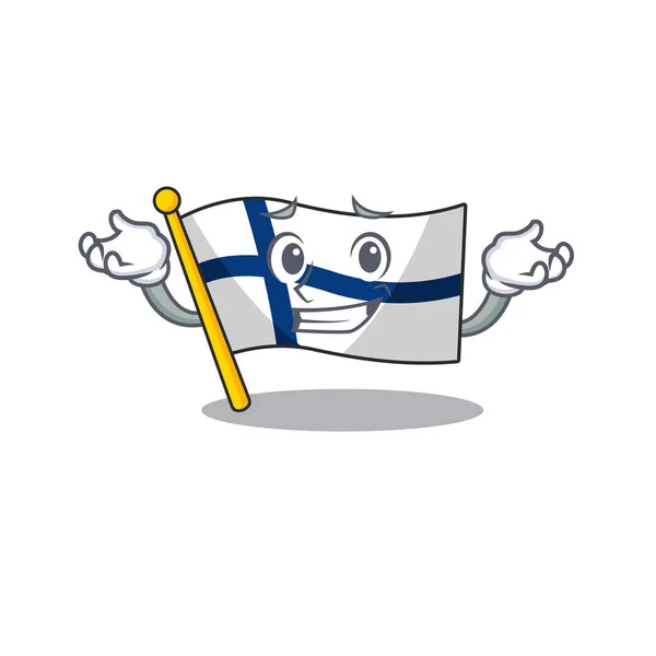 Super Cool Grinning flag finland mascot style — стоковый вектор