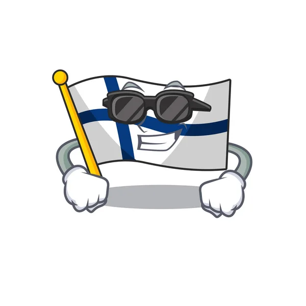Σούπερ cool σημαία Finland χαρακτήρα φορώντας μαύρα γυαλιά — Διανυσματικό Αρχείο