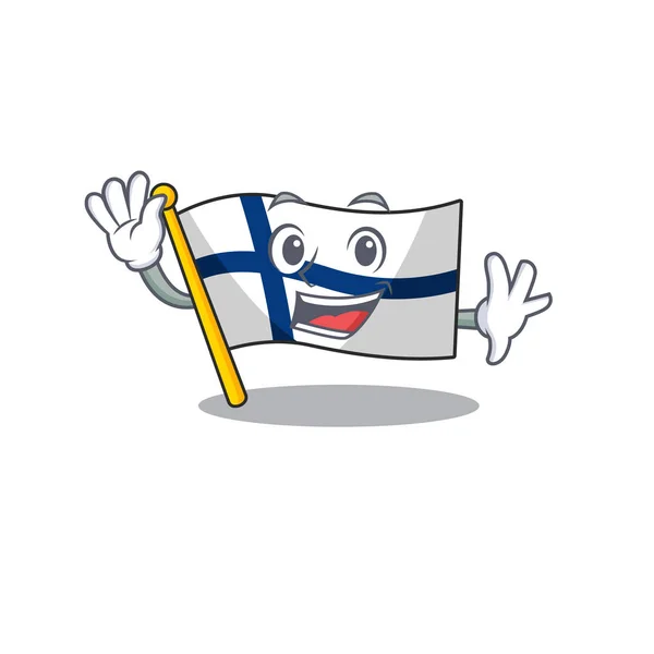 В ожидании симпатичного флага Финляндии в стиле мультфильма — стоковый вектор