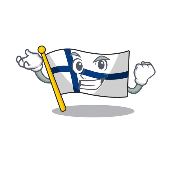 Felice fiducioso Bandiera di successo finland stile personaggio dei cartoni animati — Vettoriale Stock