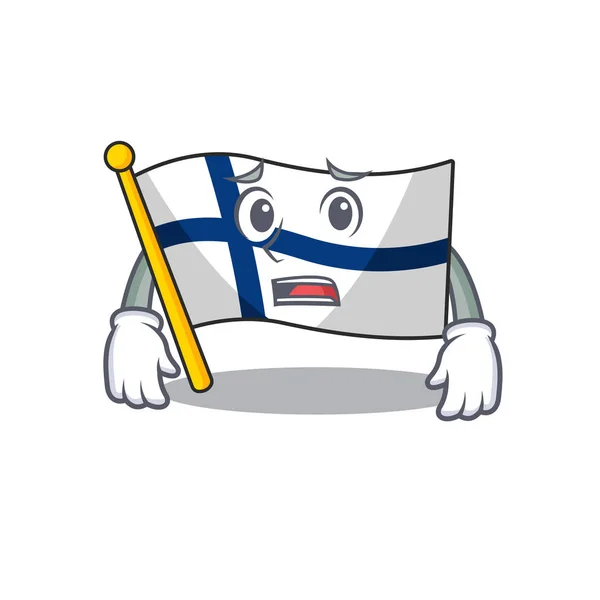 Drapeau finland personnage de bande dessinée montrant regard effrayé visage — Image vectorielle