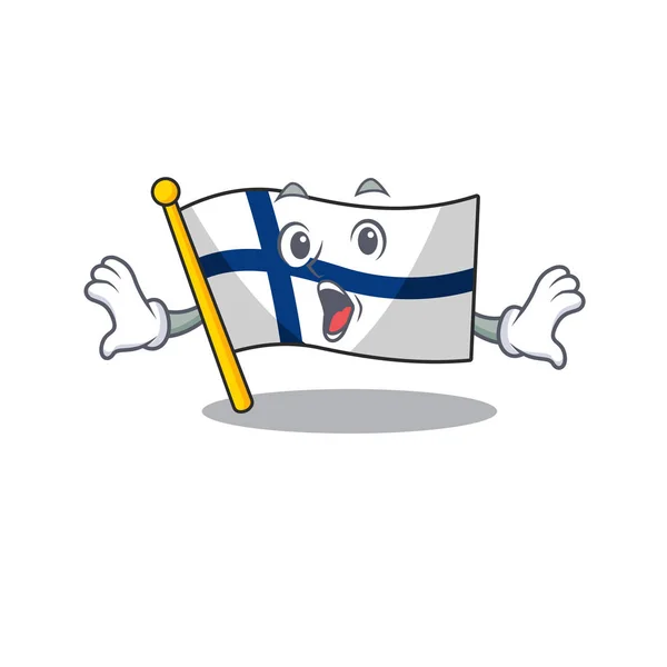 Удивлённый жест финляндского флага в стиле мультфильма — стоковый вектор