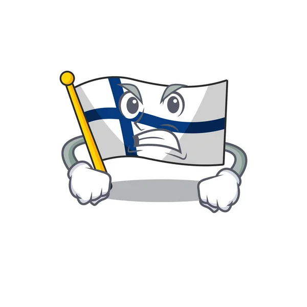 Mascotte di bandiera arrabbiato finland stile personaggio dei cartoni animati — Vettoriale Stock