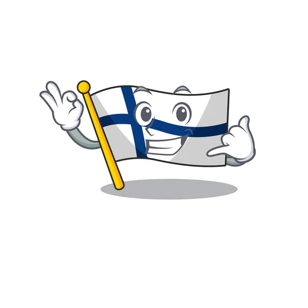 Call me cute flag finland mascot cartoon style — Stock Vector