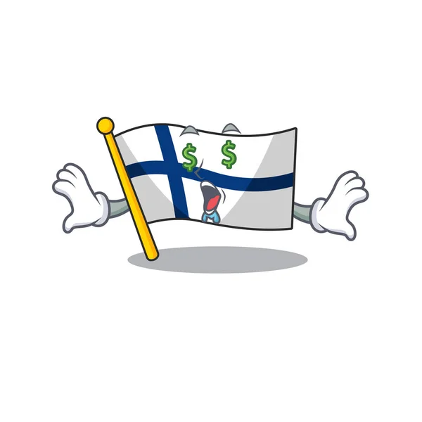 Flag Finland s Money eye karikatura postava styl — Stockový vektor