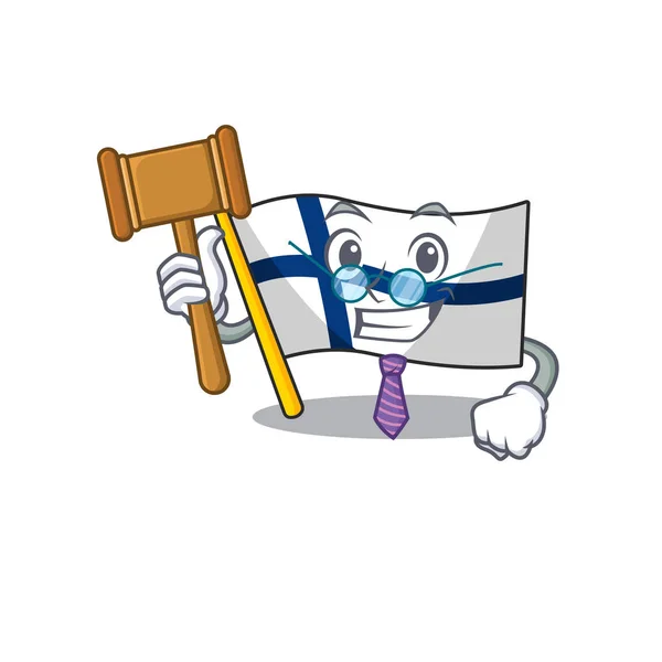 Smart Judge Flagge Finnland präsentiert in Cartoon-Charakter-Stil — Stockvektor