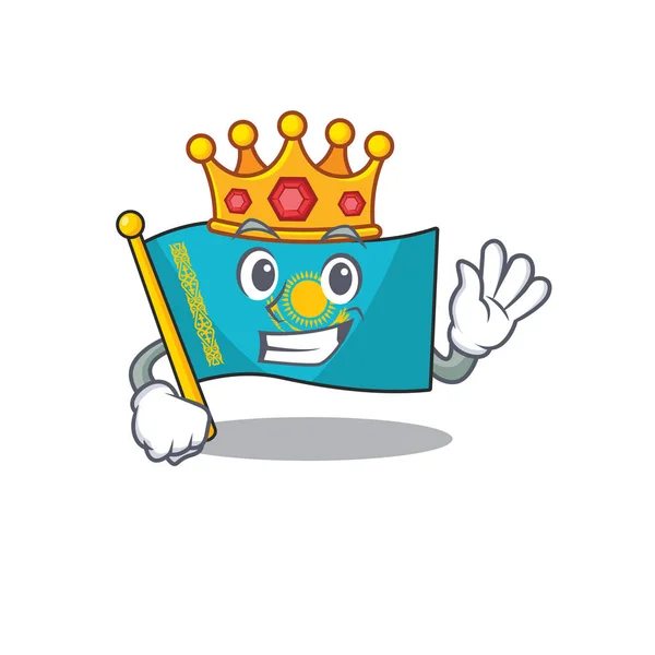 Rei indonésio bandeira do Cazaquistão em desenho animado personagem mascote —  Vetores de Stock