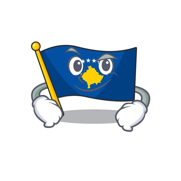 Flagga kosovo maskot tecknad stil med Smirking ansikte — Stock vektor