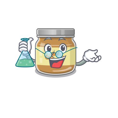 Cam tüplü akıllı Profesör Fıstık Ezmesi çizgi film karakteri