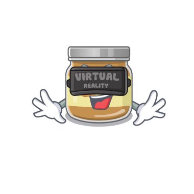 Sanal gerçeklik kulaklığı takan moda fıstık ezmesi karakteri