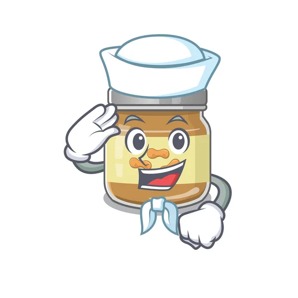 A mascot design of peanut butter Sailor wearing hat — Stock Vector