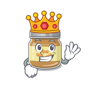 Fıstık ezmesinin göz kamaştırıcı stili King çizgi film maskotu tarzında.