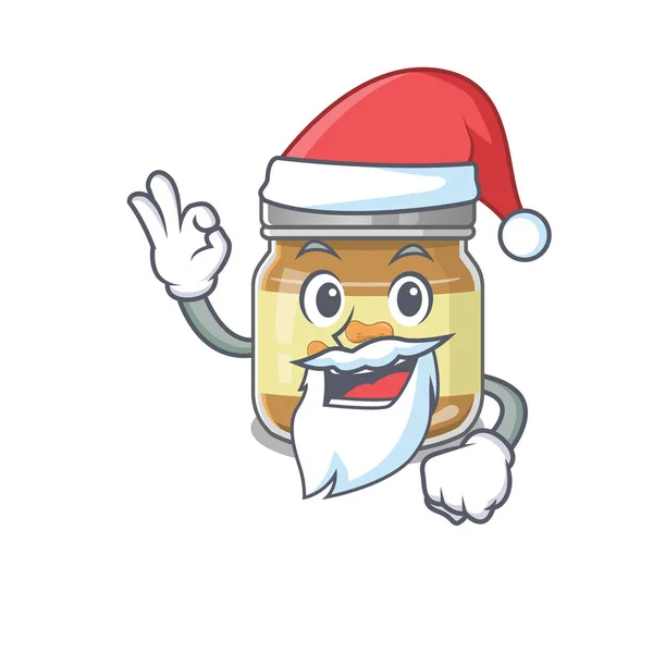 Uma imagem do estilo de imagem de mascote de manteiga de amendoim Santa com o dedo ok — Vetor de Stock