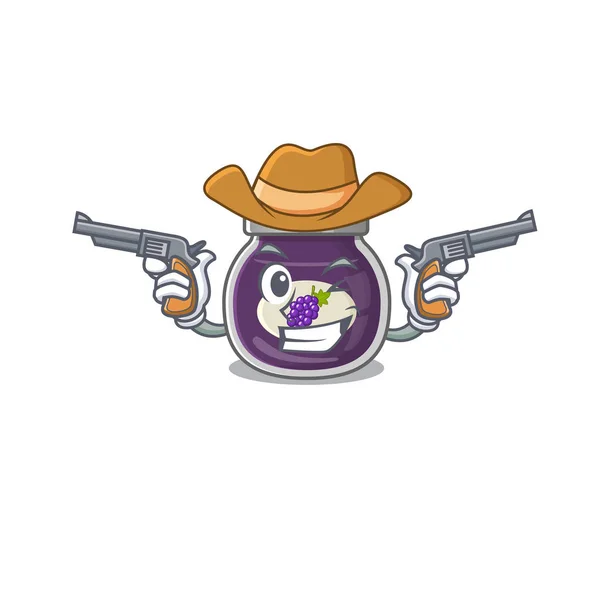 Grape jam dressed as a Cowboy having guns — Stock Vector