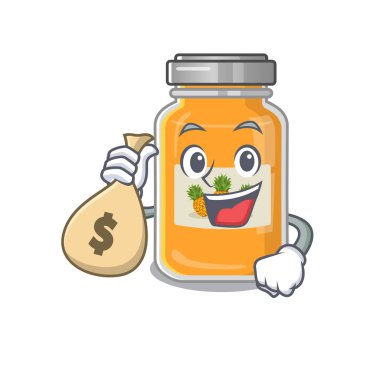 Para çantalı mutlu zengin ananas reçeli çizgi film karakteri