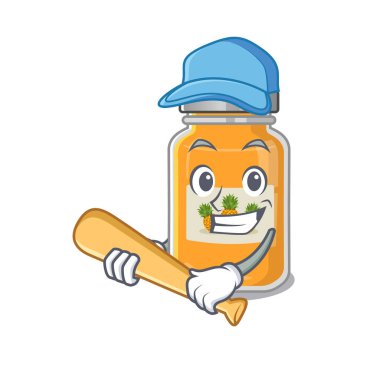 Beyzbollu spor ananas reçeli çizgi film karakteri tasarımı