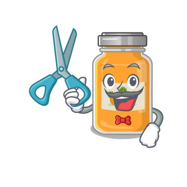 Gülen komik berber ananas reçeli çizgi film karakteri tasarım stili